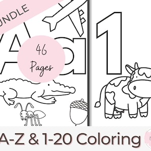 46 Alphabet & Number Coloring Pages | Coloring Book| Coloring Page | Preschool, Kindergarten and Homeschool Printables, ABC Coloring Page