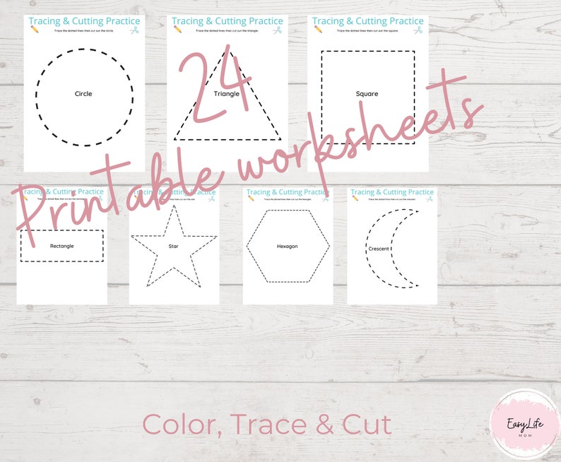 Cutting & Tracing Practice, Cutting Skills Practice, Line Tracing