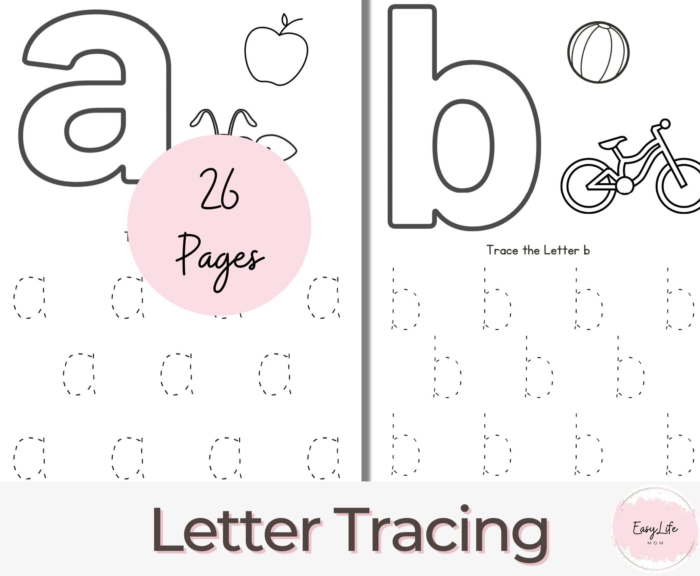 26 printable alphabet letter tracing worksheets preschool etsy