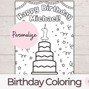 Personalized Birthday Coloring Page | Coloring Page | Birthday Activity for Kids, Coloring for Kids, Printable Birthday