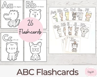 Animal Alphabet Flashcards: Printable ABC Coloring Pages (PDF Download)