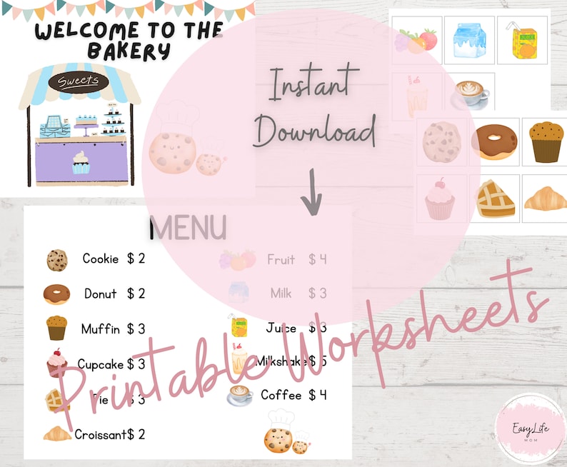 Pretend Play BAKERY, Printable Activity, Bakery Shop, Pretend Play ...