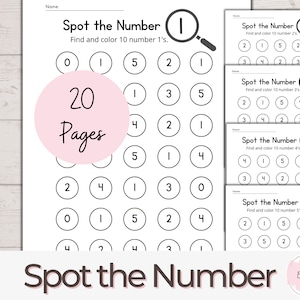 20 Spot the Number Printables, Pre-K worksheets, Preschool, Kindergarten, Dab It Worksheets, Learning activities, P Preschool, Numbers 1-20