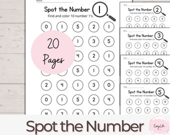 20 Spot the Number Printables, Pre-K worksheets, Preschool, Kindergarten, Dab It Worksheets, Learning activities, P Preschool, Numbers 1-20