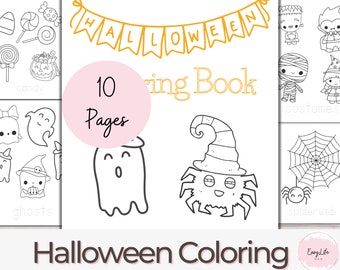 Halloween Coloring, Preschool, Cute Halloween Activity Pages, Non Scary Halloween Activity Sheets, Printable Coloring Book for Kids