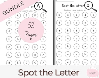 Spot the Letter Printable, Find the letter, Preschool, PreK Worksheets, Homeschool Printable, Learning Activities, Coloring, Coloring Pages