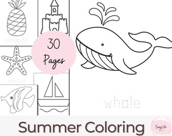 Summer Coloring Pages: 30 Simple Printable Kids Activities (PDF)