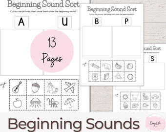 Beginning Sounds Sort: Pre-K Learning Activities (PDF)