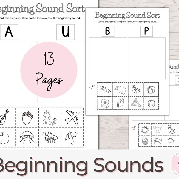 Beginning Sounds Sort, Preschool Activities, PreK Worksheets, Learning Activities, Homeschool Printable, Sort the Sounds, PDF