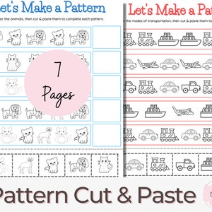 Hojas de trabajo de patrones para preescolar: actividades de aprendizaje de recortar y pegar (PDF)