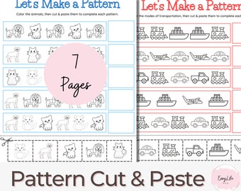 Preschool Pattern Worksheets, Prek Worksheets, Math Worksheets for Kids, Learning Activities, Coloring, Coloring Page, Preschool