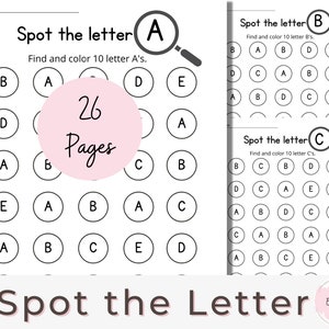 26 imprimibles de Spot the Letter (mayúsculas), hojas de trabajo para preescolar, preescolar, jardín de infantes, hojas de trabajo Dab It, actividades de aprendizaje, preescolar P