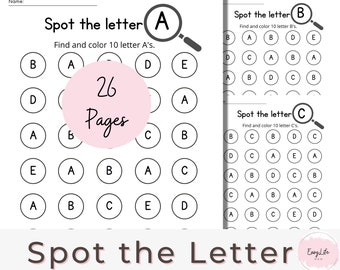 26 Spot the Letter Printables-Uppercase, Pre-K worksheets, Preschool, Kindergarten, Dab It Worksheets, Learning activities, P Preschool