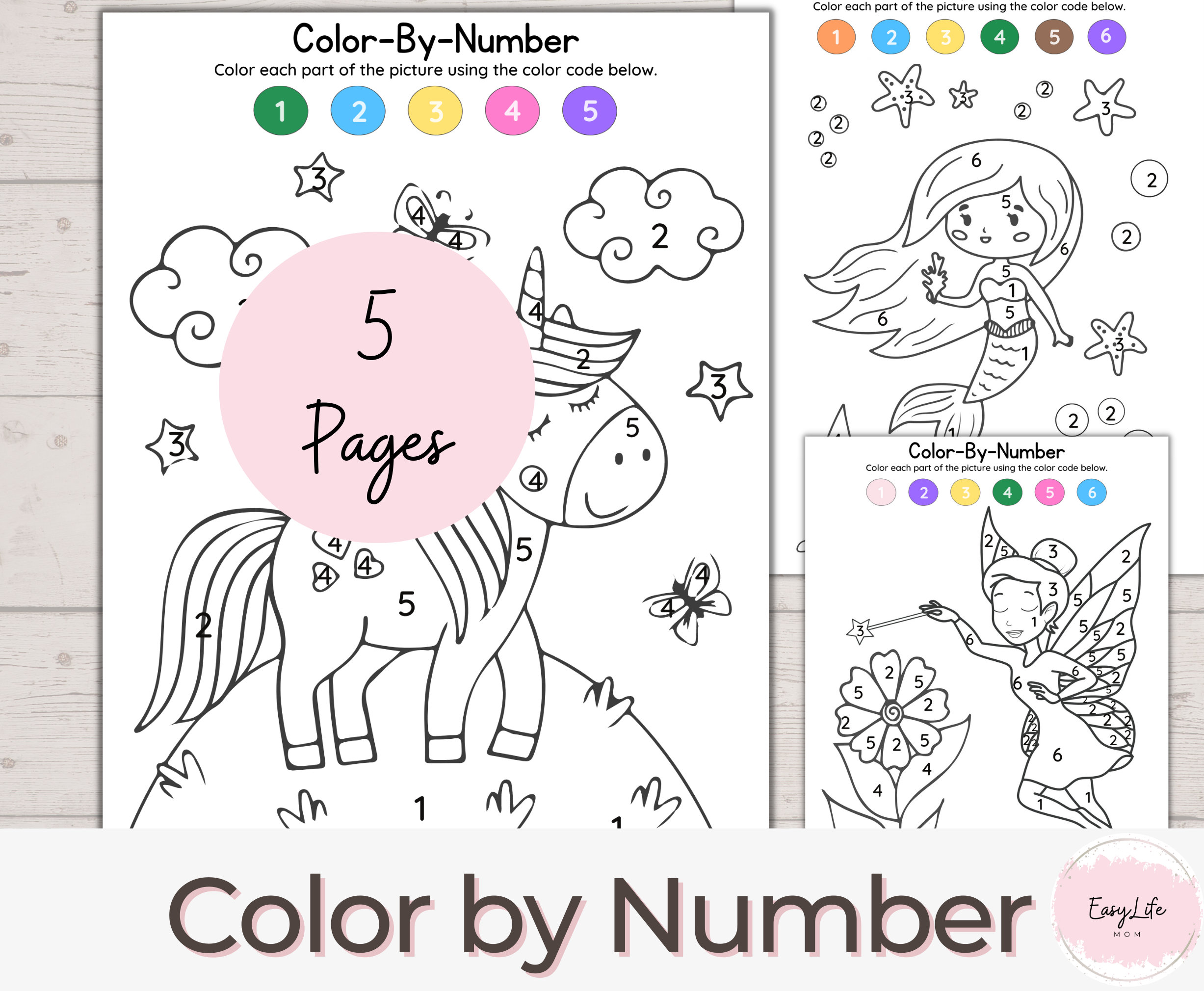 Color by Number Kids, Preschool, Prek Worksheet, Homeschool Printable
