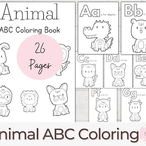 26 Alphabet Coloring Pages, Animal ABC Coloring, ABC Coloring Page, Coloring Page, Preschool, Kindergarten, Homeschool Printables