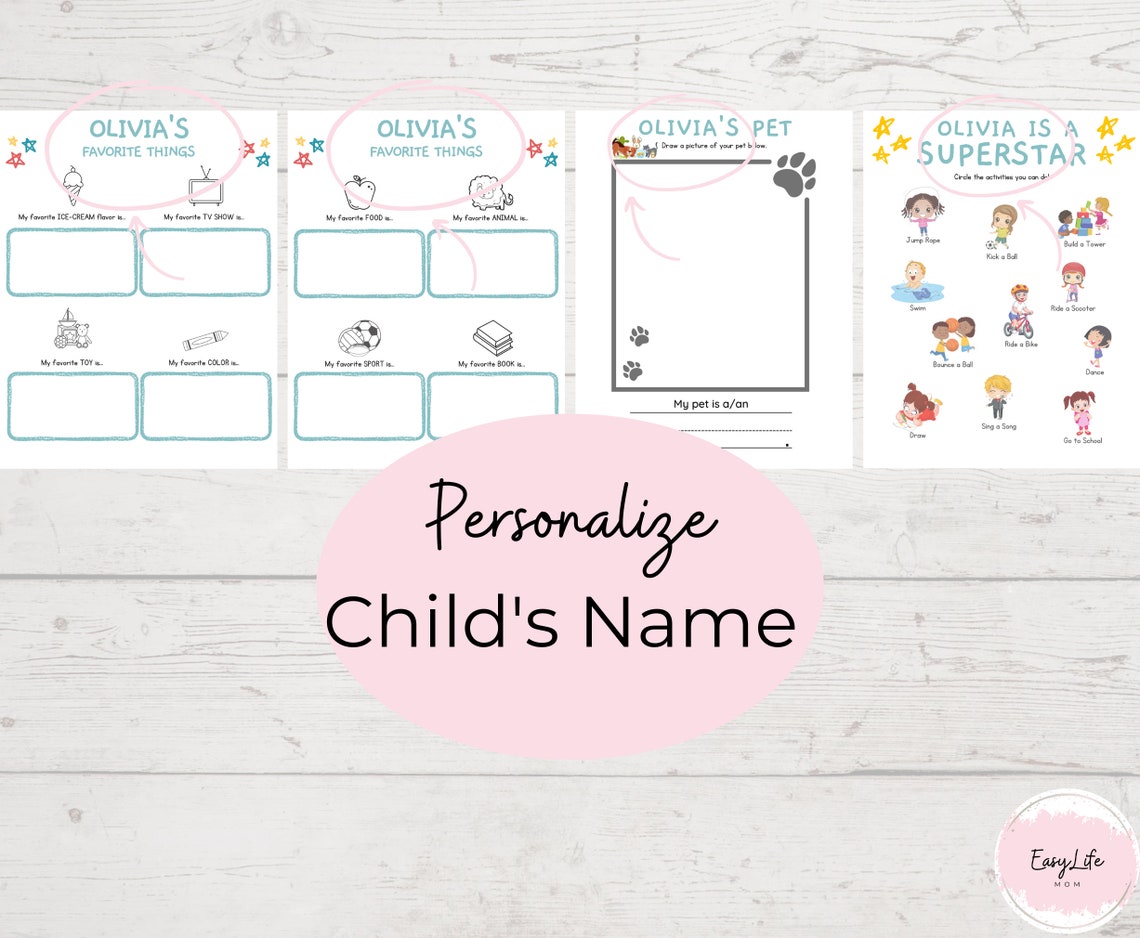 Printable All About Me Worksheets, Custom All About Me, Pre-k ...