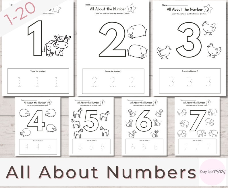 20 printable numbers all about number worksheets preschool etsy