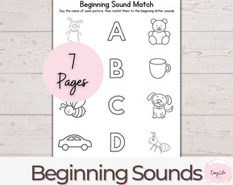 Beginning Sounds Matching: Pre-K Learning Activity (PDF)
