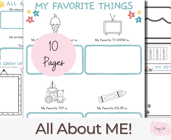 Printable All About Me Worksheets Prek Worksheets All About - Etsy