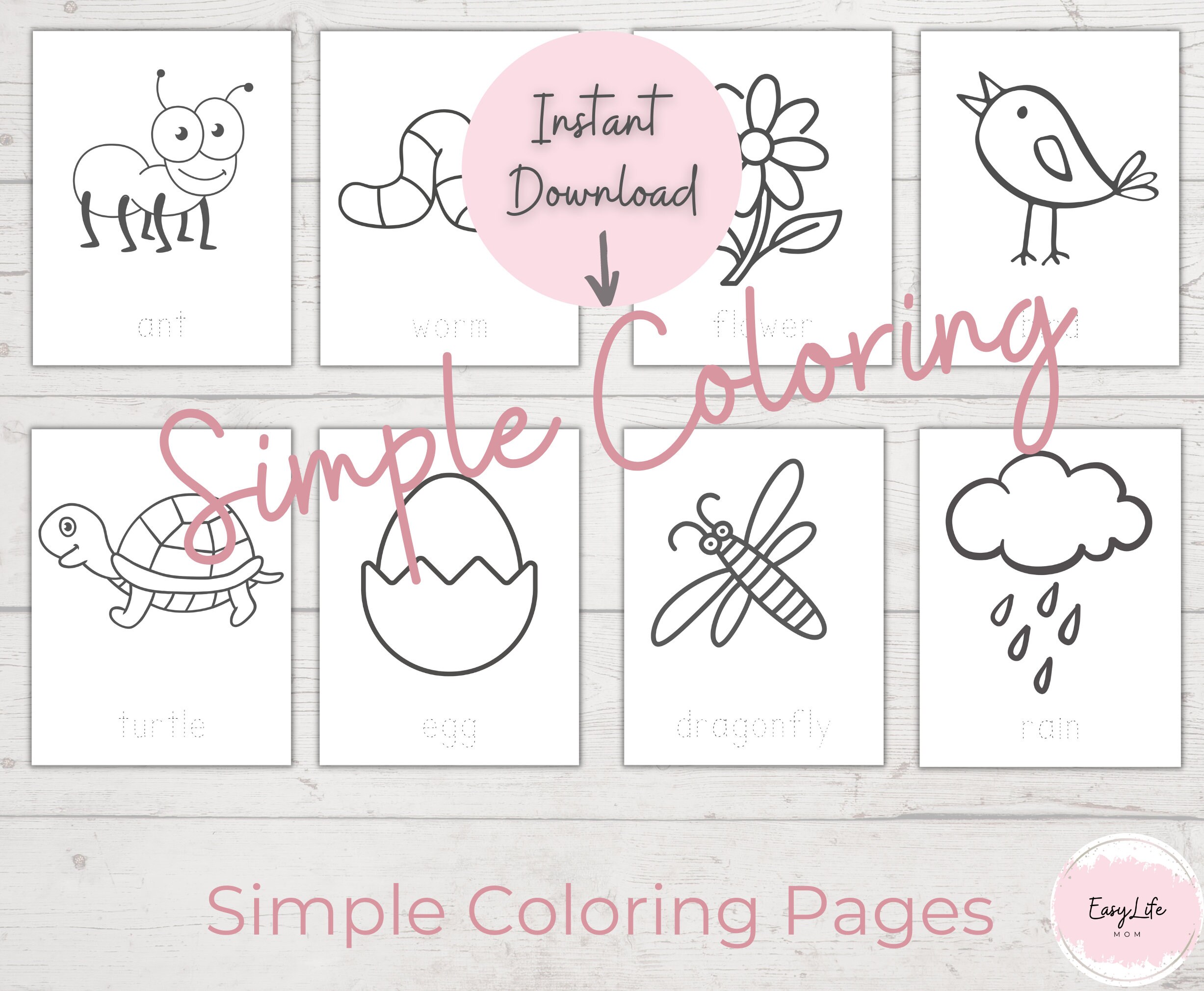Spring Coloring Pages: 30 Printable Preschool Worksheets (PDF) - Etsy
