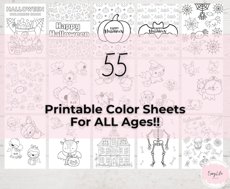 Halloween Coloring Book: 55 Printable Pages for Kids (PDF) - Etsy
