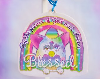 Furby air freshner - Blessed - By the Power of God and Anime in Bubble scent