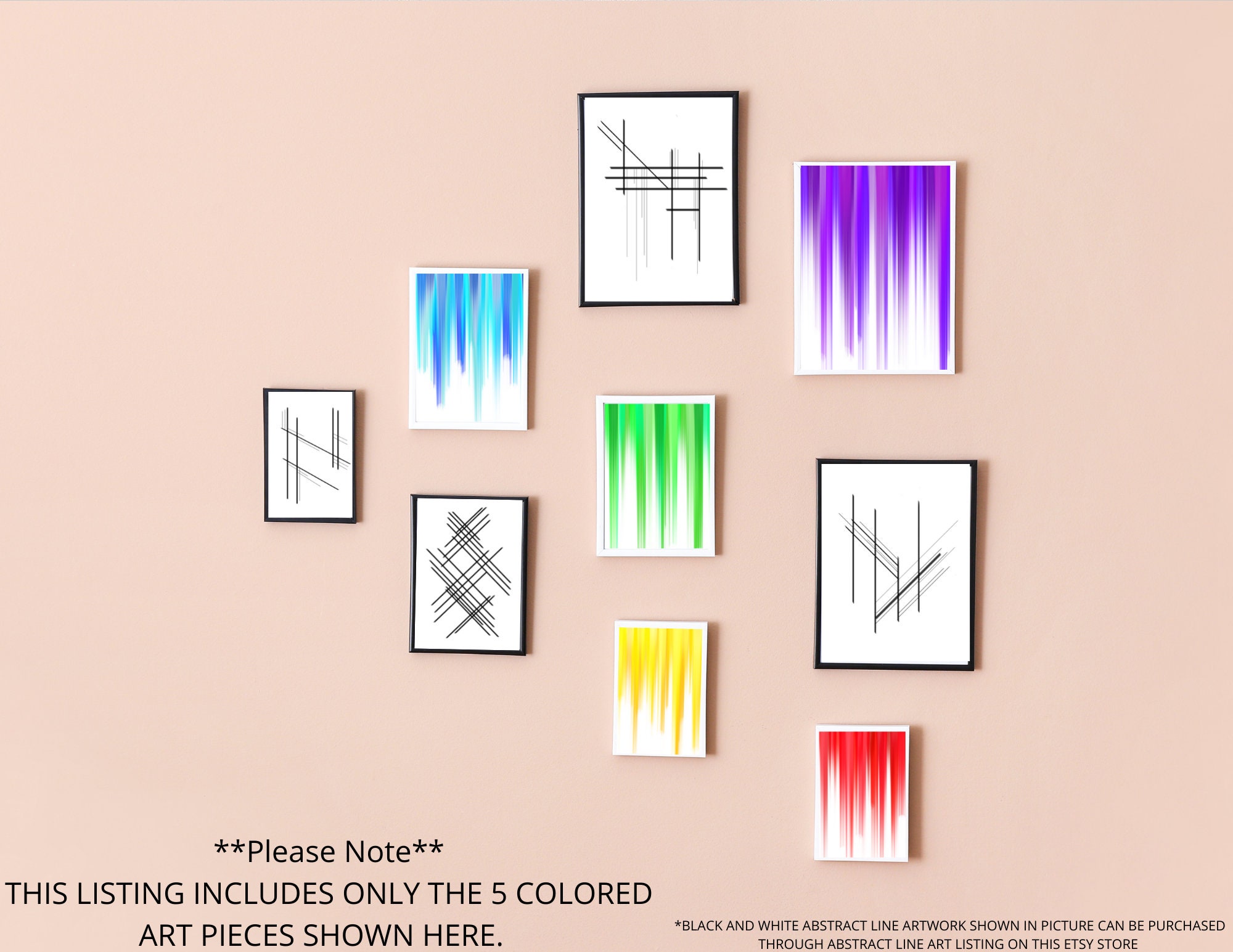 Abstract Color Wall Art Rainbow Artwork 5 Bright Color Art Etsy