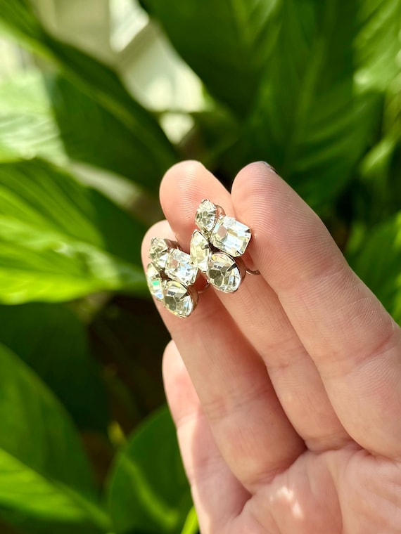 Coro Signed Rhinestone Scew Back Silver Tone Earr… - image 2