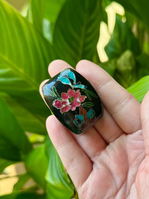 Miniature Rectangular Shaped Floral Black Cloison… - image 8