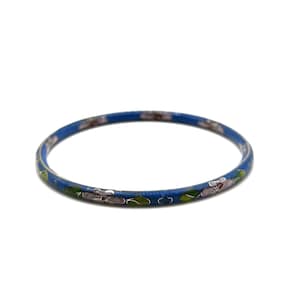 Vintage Cloisonné Bangle Bracelet, Floral Design