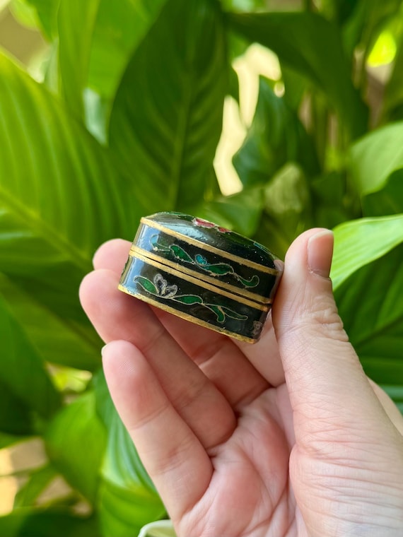 Miniature Rectangular Shaped Floral Black Cloison… - image 9
