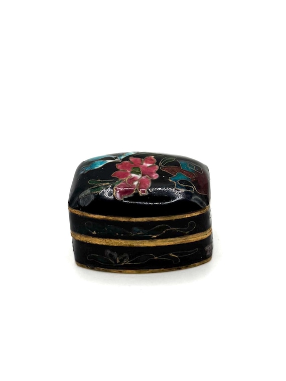 Miniature Rectangular Shaped Floral Black Cloison… - image 2