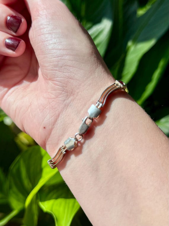 925 Sterling Silver Multicolor Stone Wave Link Te… - image 5