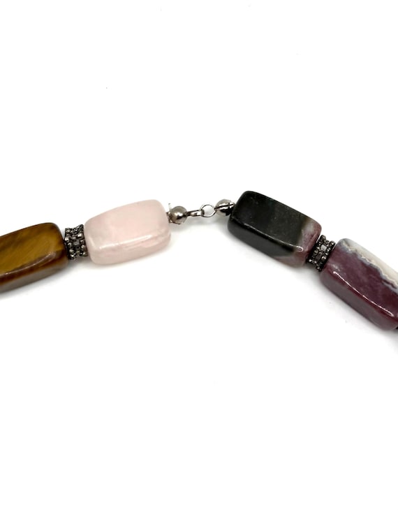 19” Multi Gemstone Chunky Rectangular Bead Neckla… - image 6