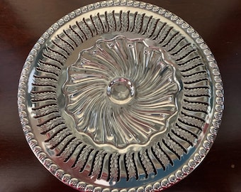 WM A Rogers Lovelace Silver on Copper Pedestal Dish 7