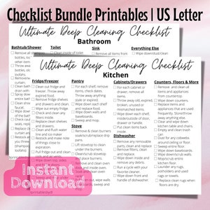 Deep Cleaning Checklist Printable Bundle Bathroom &amp; Kitchen | Etsy