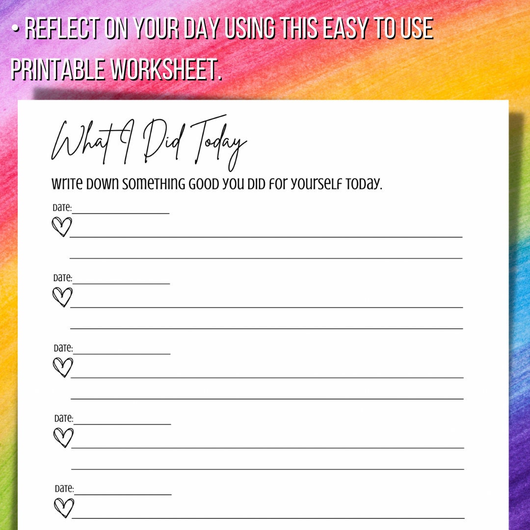 What I Did Today Printable Habit Tracking Journal Worksheet | Instant ...