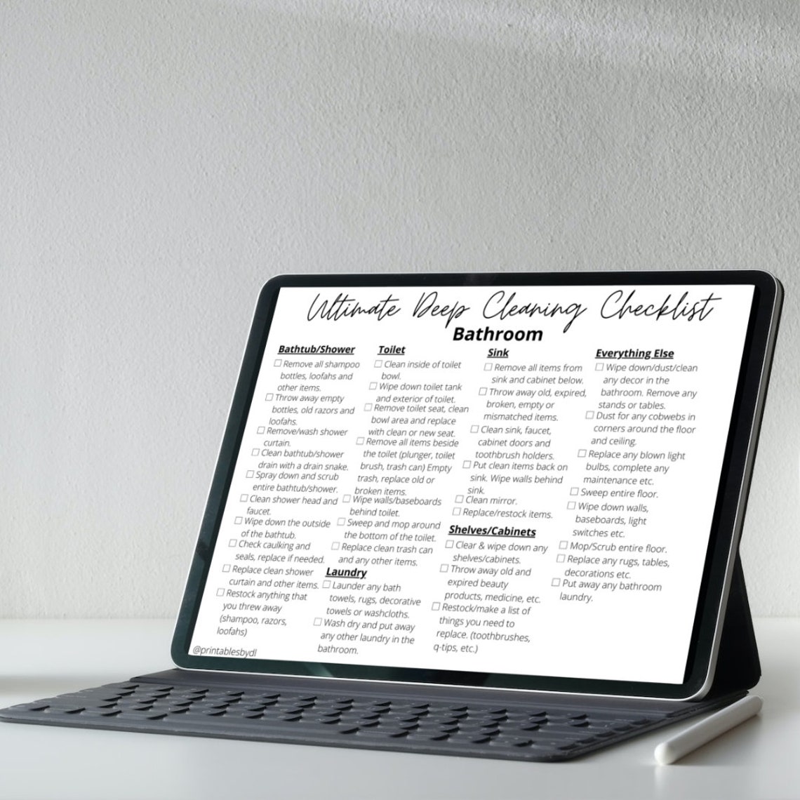 Deep Cleaning Checklist Printable Bundle Bathroom &amp; Kitchen Spring ...