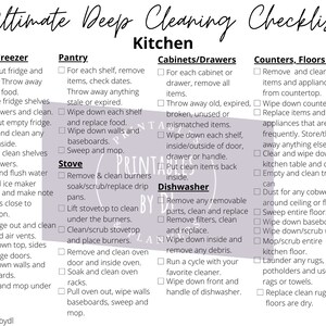 Deep Cleaning Checklist Printable Bundle | Bathroom &amp; Kitchen Spring ...