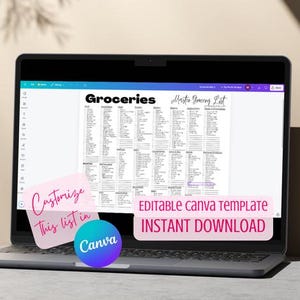 Bearbeitbare Master Einkaufsliste Canva Template ""Lebensmittel"" | Sofort Download