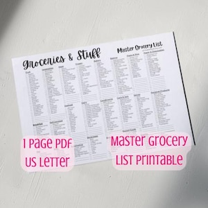 Lebensmittel & Sachen Master Grocery List Printable | Sofort Download