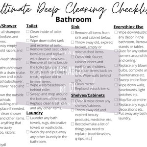 Deep Cleaning Checklist Printable Bundle | Bathroom &amp; Kitchen Spring ...