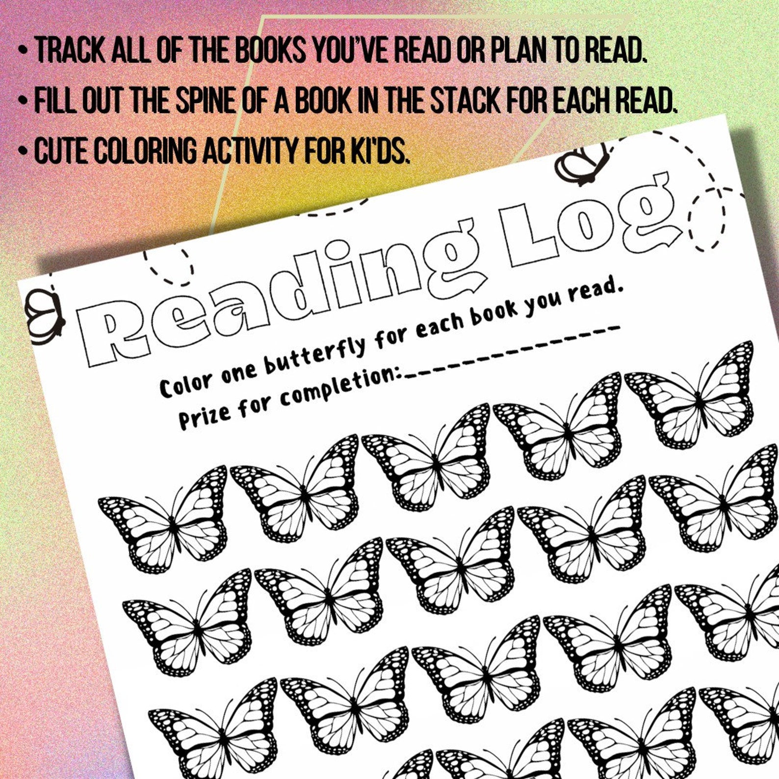 Printable Book Log Reading Tracker Butterfly Reading Log - Etsy