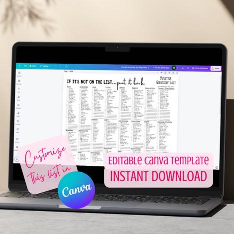 Editable Master Grocery List Canva Template quot if It s Not on the List