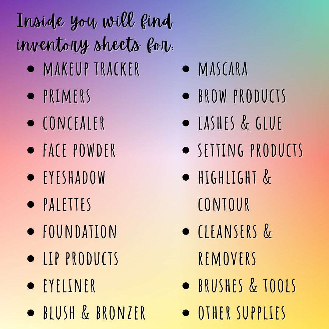 Ultimate Makeup Tracker Printable Inventory Sheets 18 Pgs | Instant ...