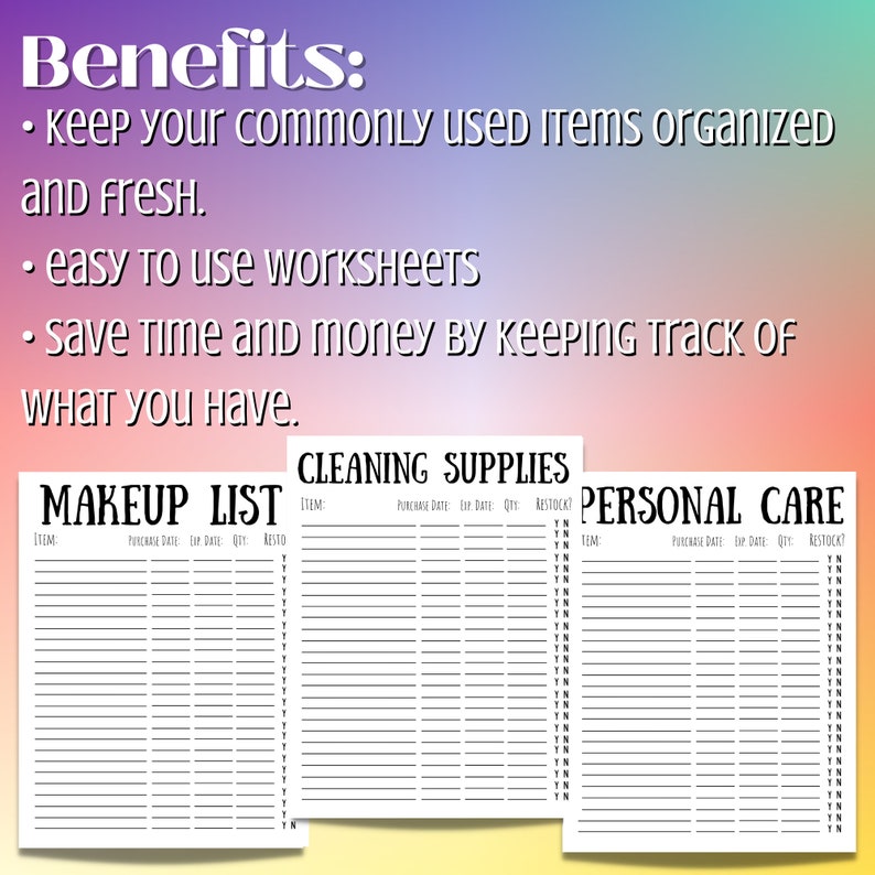 Household Inventory Printable Checklists 10 Pages | Instant Download - Etsy
