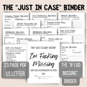 If I Go Missing Emergency Binder Printable | Personal Information Organizer (PDF Download)