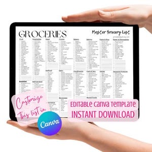 Bearbeitbare Master Einkaufsliste Canva Template ""Lebensmittel"" | Sofort Download