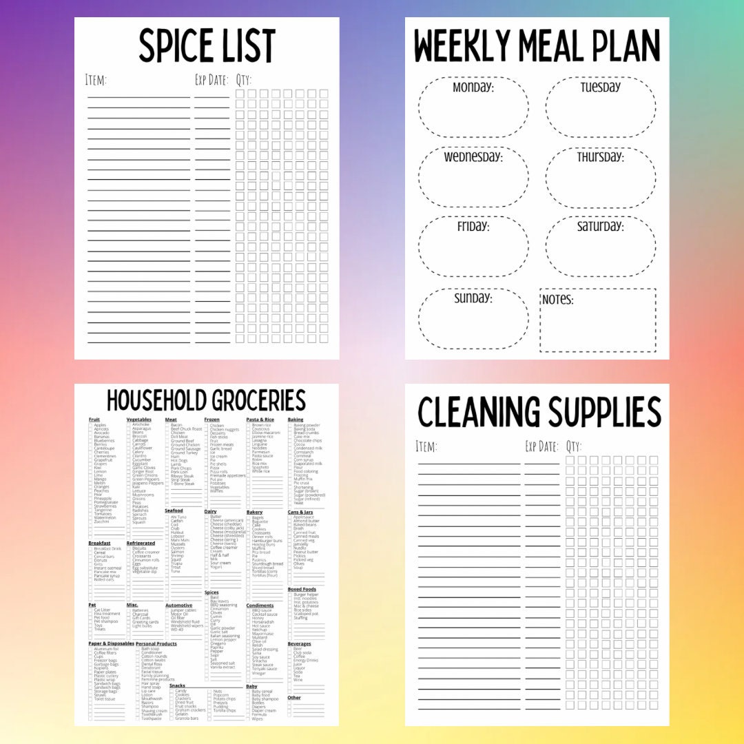 Printable Inventory Lists 10 Pages | Household Inventory | Instant ...