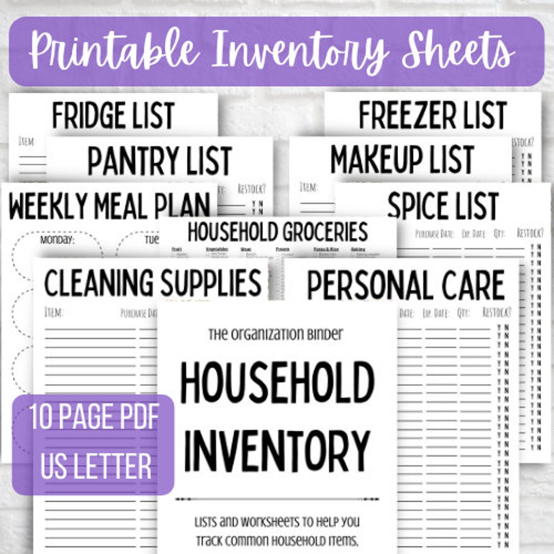 Common Household Item Tracking Sheets Printable Household Etsy